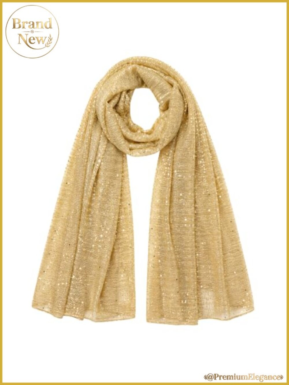 Glitter Sequin Scarf Gold Bandana Shawl Wrap Head Scarves